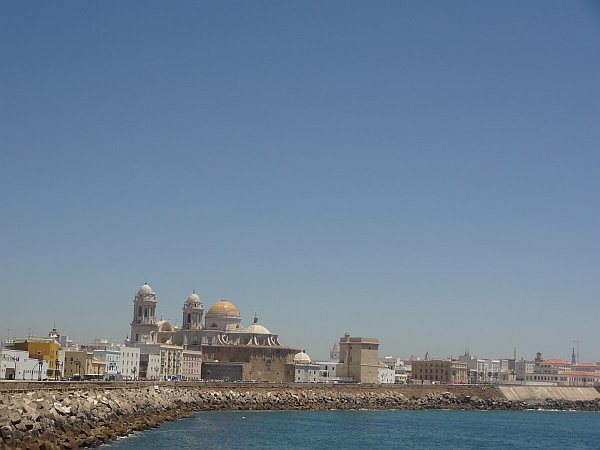 Cadiz sea front with cathedral