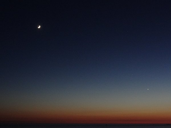 Sky at dusk with Moon and Venus