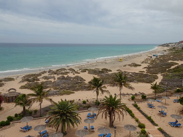 View of Costa Calma beach from balcony of Crystal Beach hotel