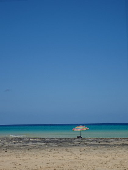 Lone parasol at Sotavento lagoon