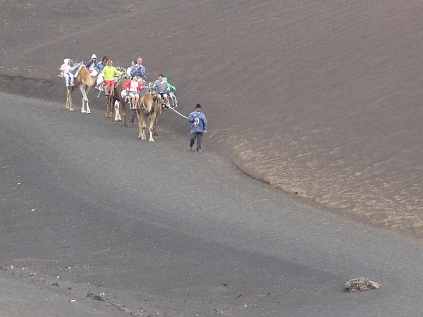 Tourists enjoying camel ride