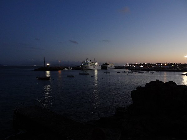 Playa Blanca harbour at night