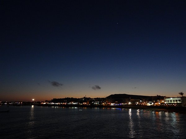 Playa Blanca harbour with full moon