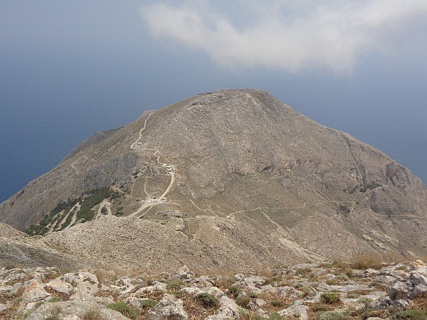 Mesa Vouno mountain (Ancient Thera) as seen from Profitis Ilias mountain