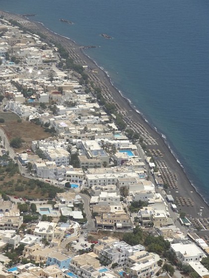 Kamari beach fron as seen from Ancient Thera