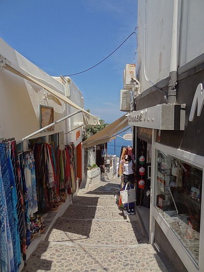 Shops on costal path in Fira