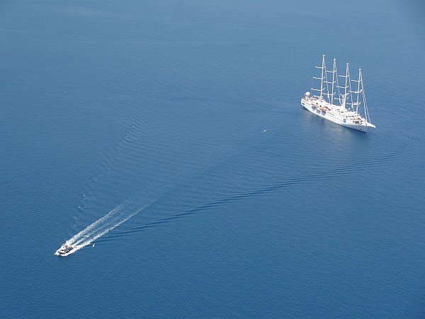 Boats near old port in Fira