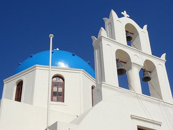 Blue domed church in Oia