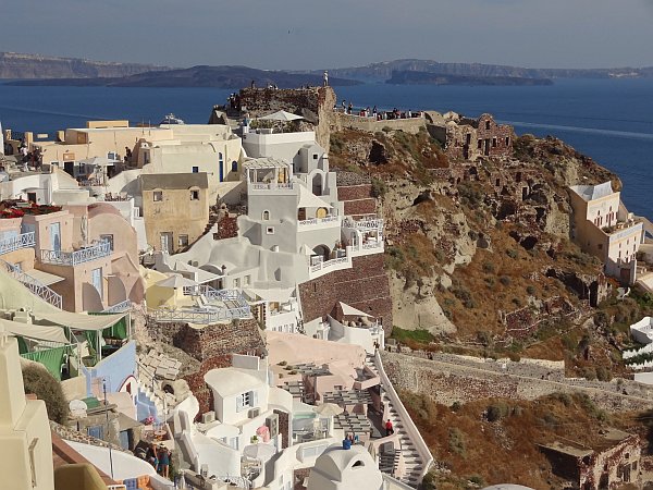 Looking towards Oia castle from near windmill