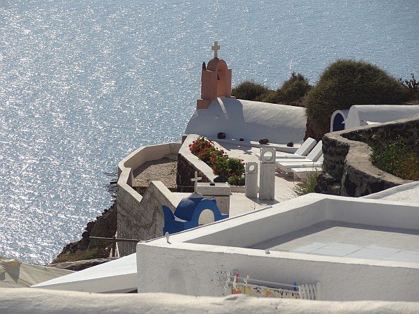 Small church at seafront from near windmill