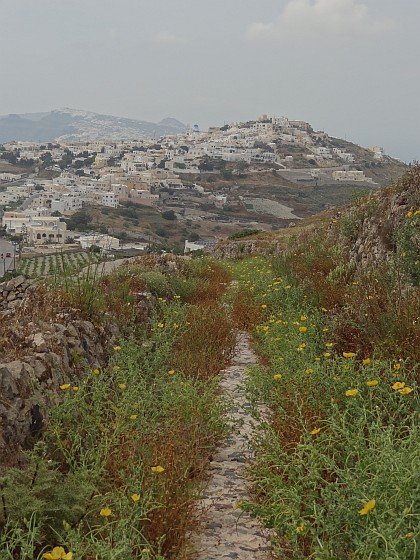 View towards Pyrgos from footpath