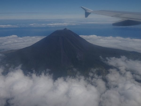 View of Pico mountain from airplane
