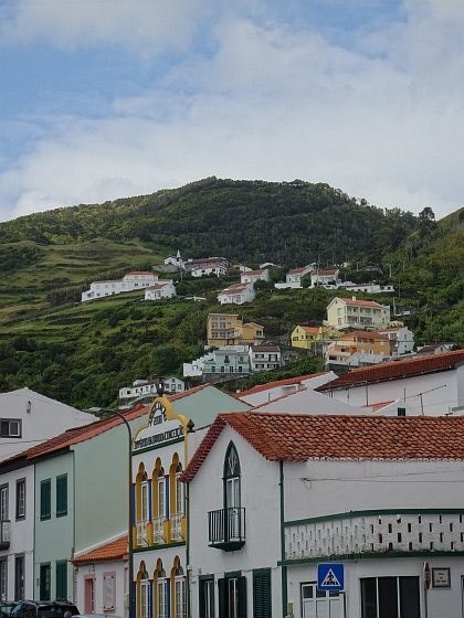 Houses in Velas built up the hill