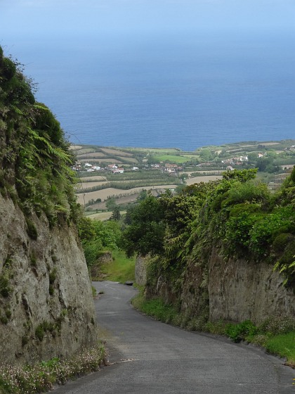 View back to João Bom from track up to Sete Cidades crater rim