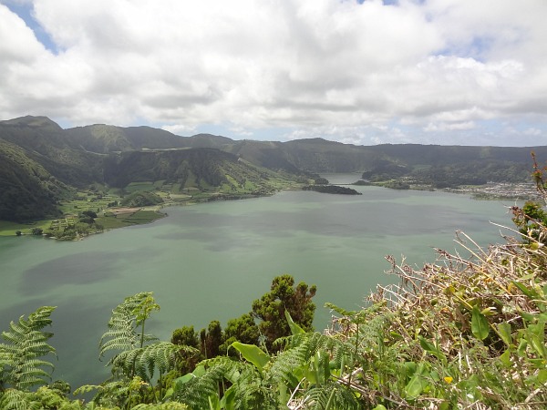 Lagoa Azul (blue lake) from north side of Sete Cidades crater rim