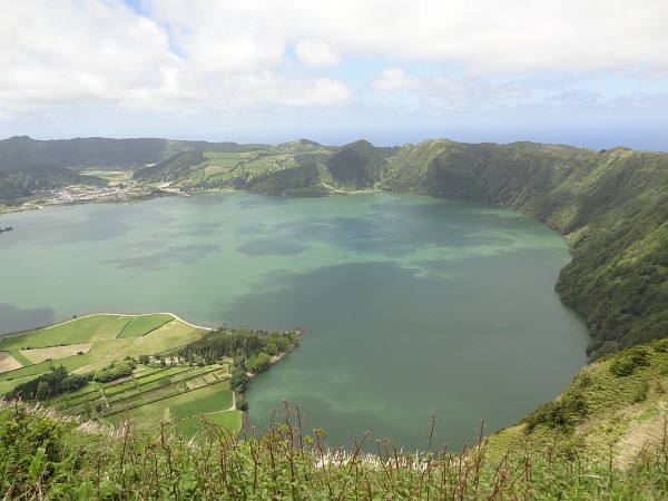 Lagoa Azul (blue lake) from east side of Sete Cidades crater rim