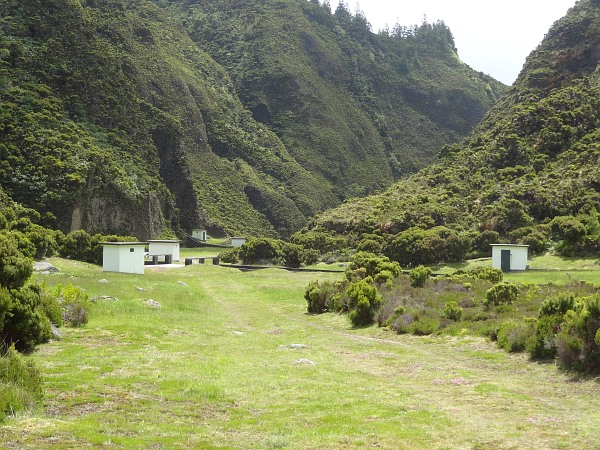 Water pumping houses in Ribeira da Praia valley near Lagoa do Fogo