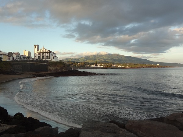 São Roque beach and church at sunset