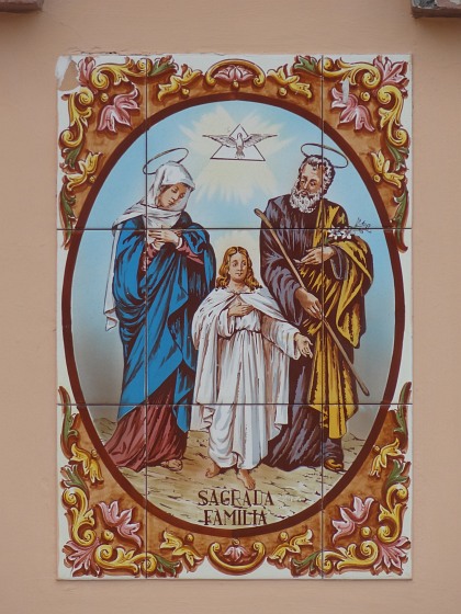 Tiles over house door at São Roque depicting the holy family
