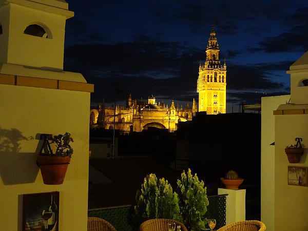 Sevilla cathedral from roof terrace of Murillo hotel