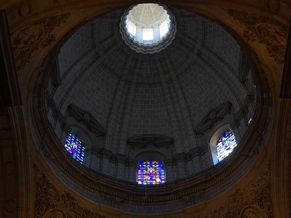 Dome with stained glass windows close-up