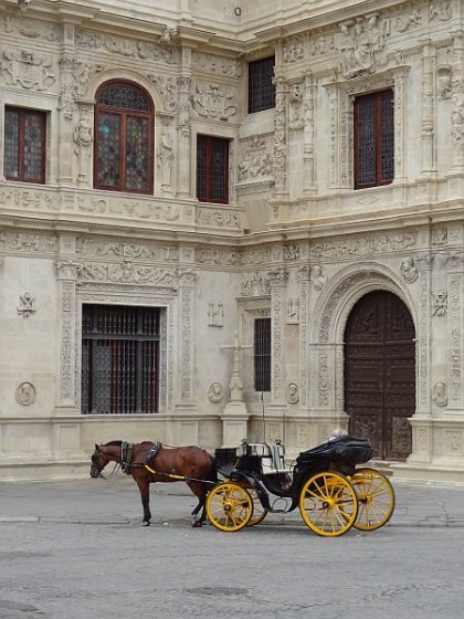 Horse drawn carriage in front of Sevilla cathedral